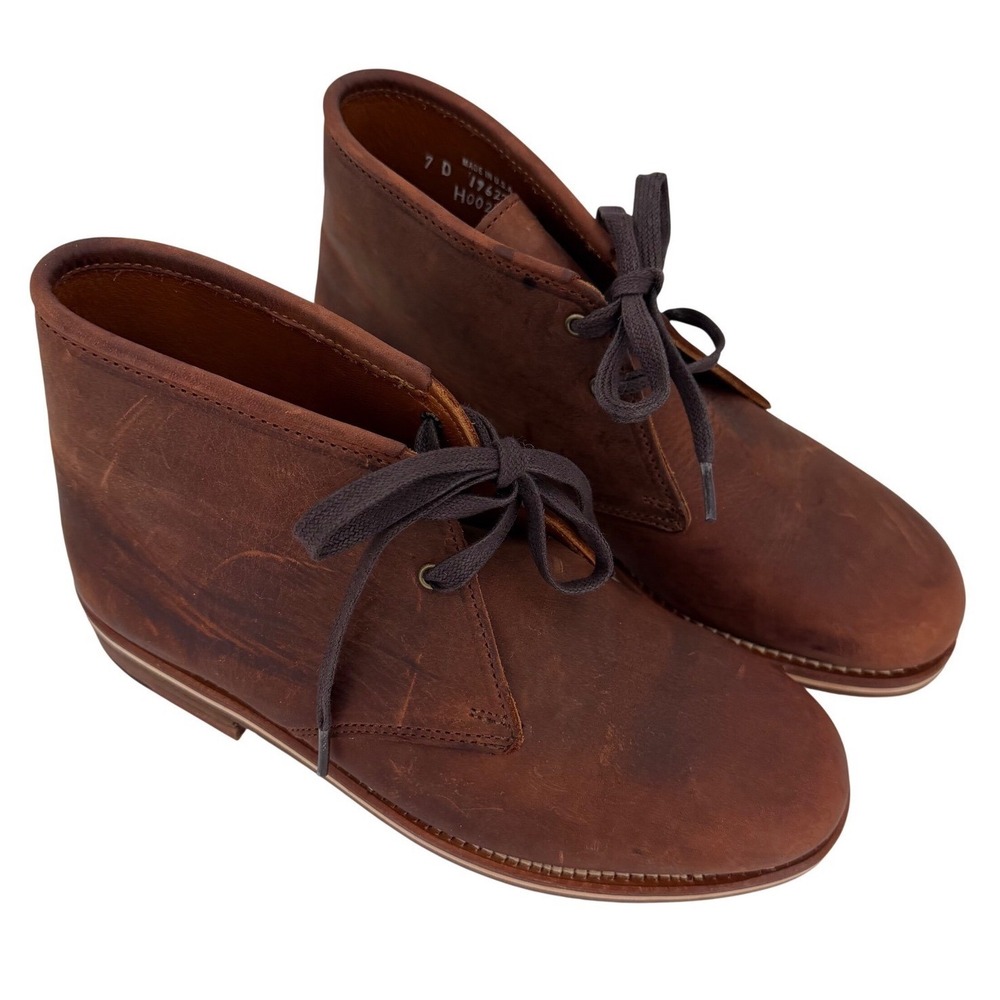 HELM USA Made Pull Up Leather Chukka Boots‎ Brown Heritage Quiet Luxury Mens 7D